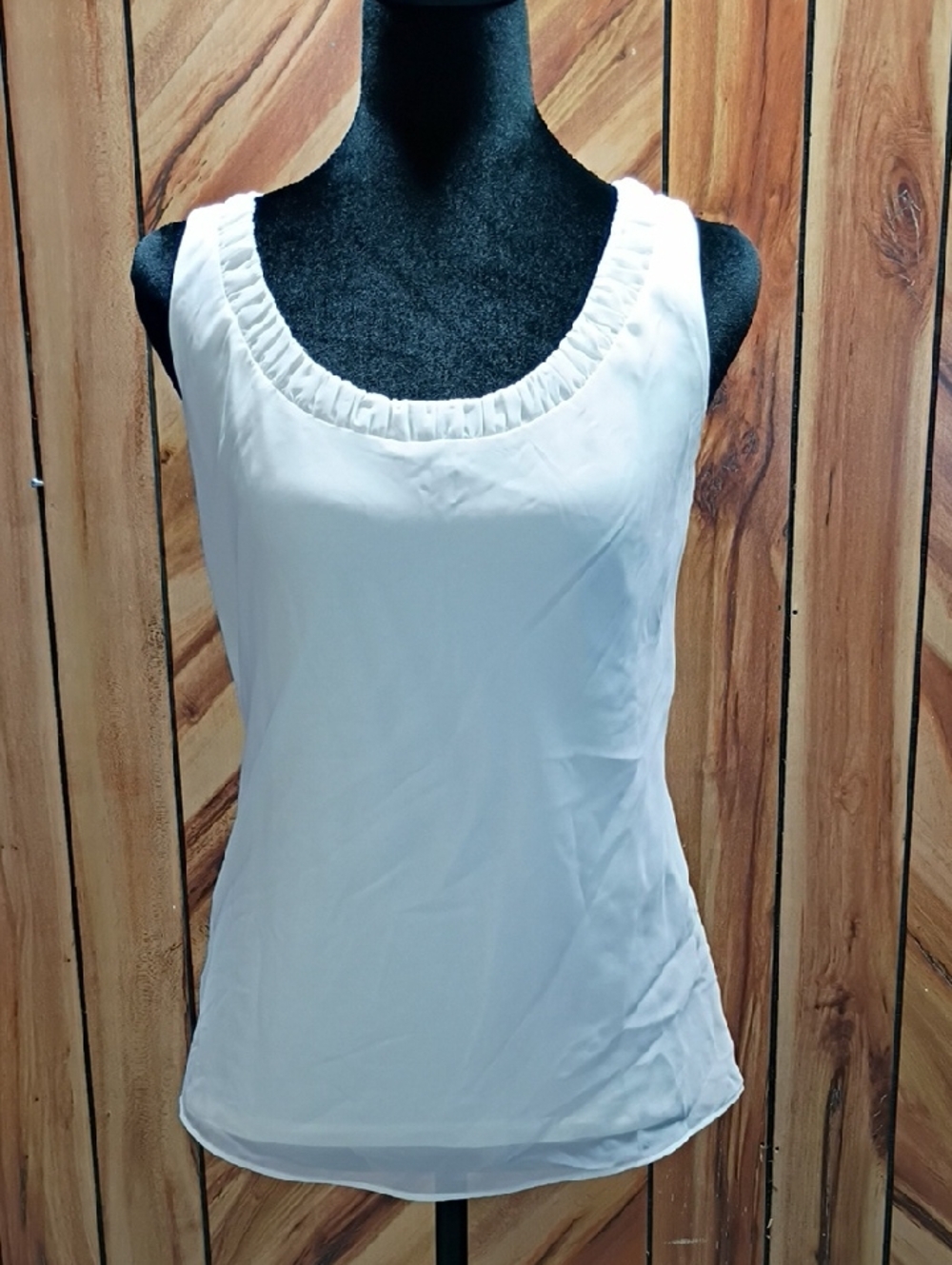 Ann Taylor White Ruffled Scoop Neck Tank Top Size SP